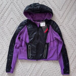 NWT Free People Cropped Purple Hooded Fleece Jacket XS
